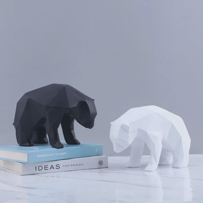 Geometrische Resin IJsbeer Beeldje - Abstracte Dier Decoratie voor Bureau en Kamer