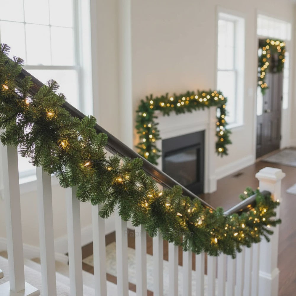 Luxe Kerstguirlande 2.7M Kunstdennen met Pijnappels - Sfeervolle Decoratie
