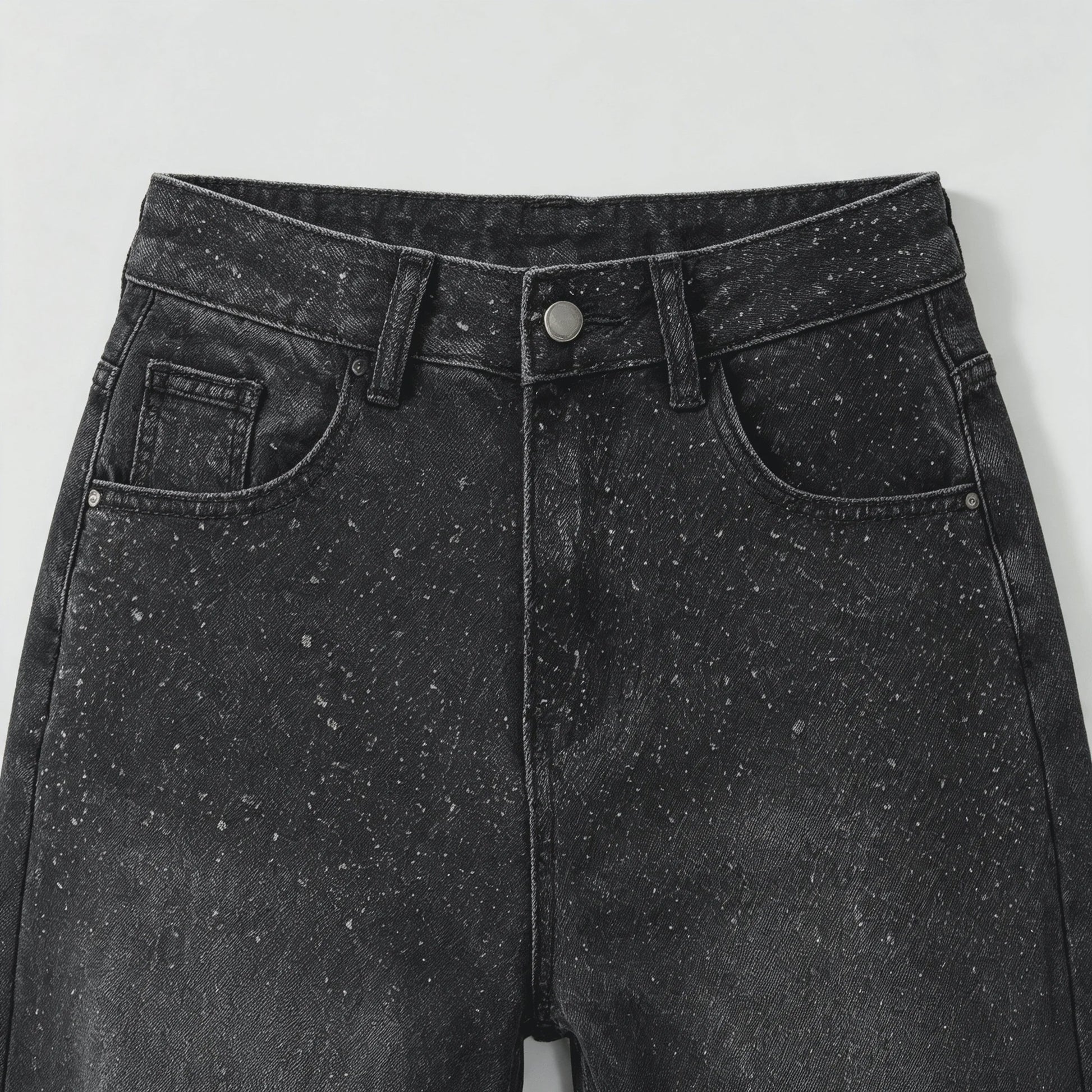 Dames Y2K Jeans met Strass en Wijde Pijpen - Zwart Gewassen Baggy Denim