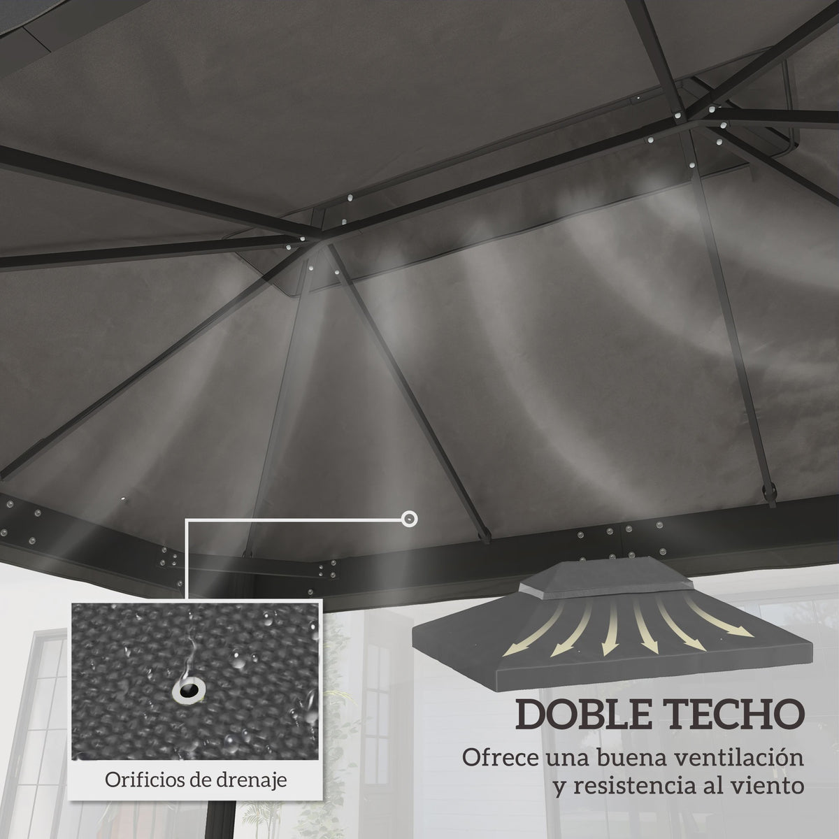 Outsunny Replacement Roof for Gazebo 4X3 m with Double Anti-Uv Roof Gray