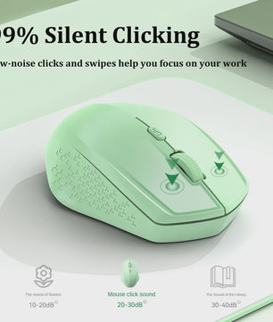 Draadloze Dual-Mode Muis: Bluetooth 5.2 & 2.4G, Oplaadbaar, Stille Kliks voor PC & Laptop