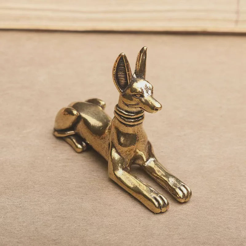 Vintage Messing Beeldje Egyptische Farao Hond - Decoratief Kunstobject voor Huis, Kantoor of Boekenplank