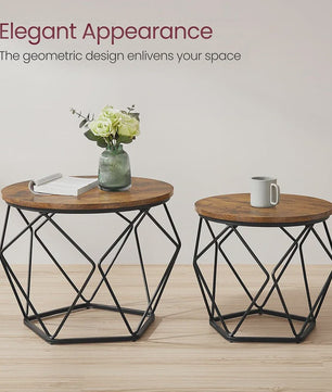 Set van 2 Ronde Salontafels - Modern Industrieel Design met Metalen Frame