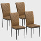 Set van 4 Luxe Eetkamerstoelen met Hoge Rugleuning - Gestoffeerd Velours & Stalen Poten