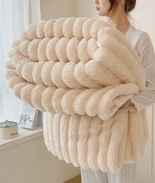 Luxe Verdikte Flanel Deken met Brede Strepen - Multifunctioneel voor Bank, Bed & Dutjes
