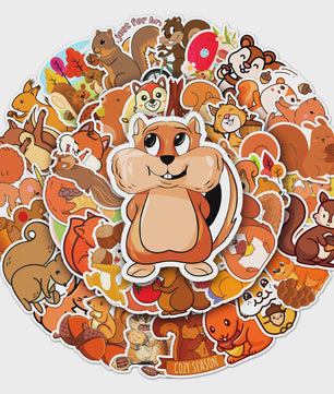 50x Schattige Eekhoorn Stickers - Waterdicht & Vinyl voor Skateboard, Snowboard & Meer