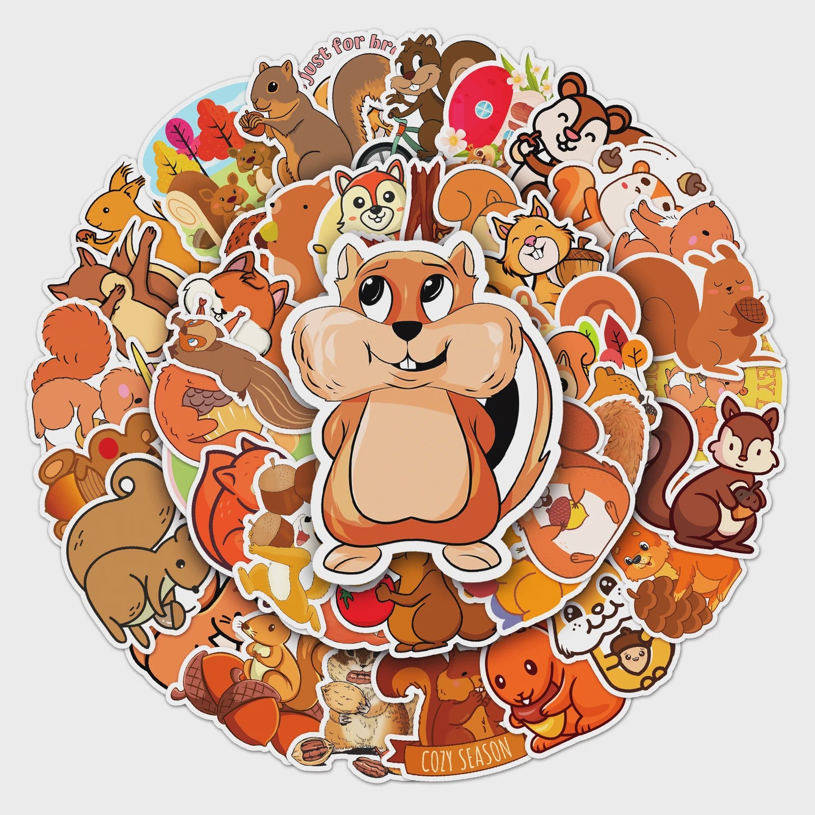 50x Schattige Eekhoorn Stickers - Waterdicht & Vinyl voor Skateboard, Snowboard & Meer