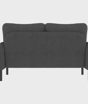 Corduroy 2-zitsbank met hoge rugleuning, zijvak en metalen poten - 120x75x79 cm