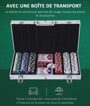 Complete Poker Set met 300 Chips, Kaarten en Aluminium Koffer