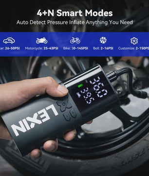 Lexin P4 Draagbare Smart Air Pump - 4000mAh Compressor voor Auto, Motor, Fiets met LED Digitaal Display