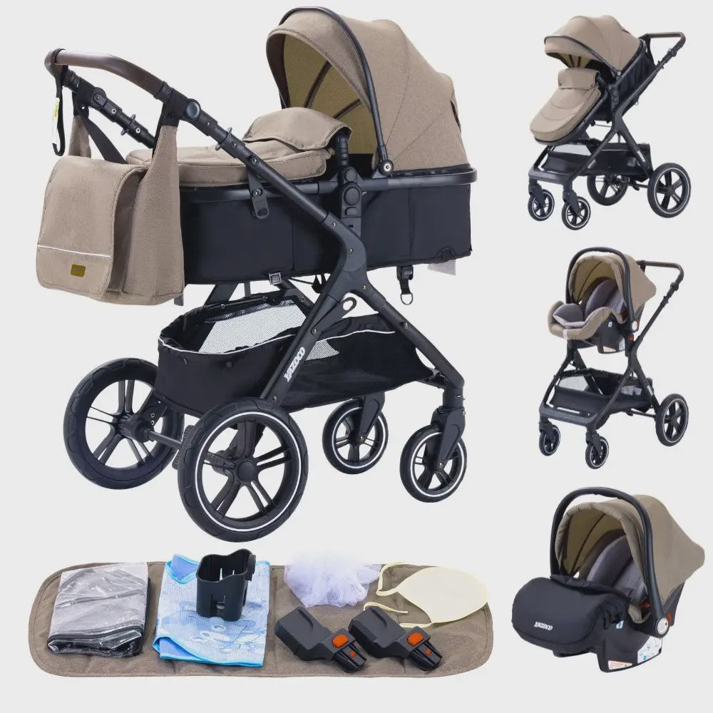3-in-1 Multifunctionele Kinderwagen - Lichtgewicht en Compact met Babyzitje en Reiswieg