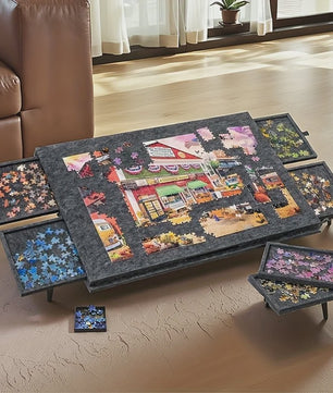 Kantelbaar Puzzelbord met 6 Lades & Dekselstandaard - Draagbaar, Lichtgewicht, voor 1000+ Stukjes