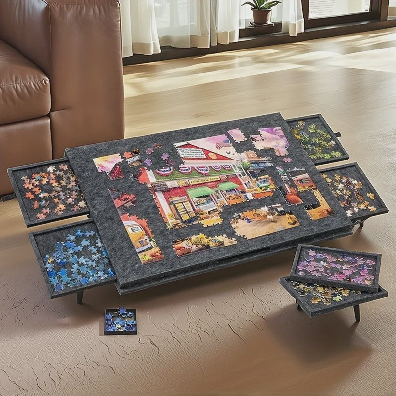 Kantelbaar Puzzelbord met 6 Lades & Dekselstandaard - Draagbaar, Lichtgewicht, voor 1000+ Stukjes
