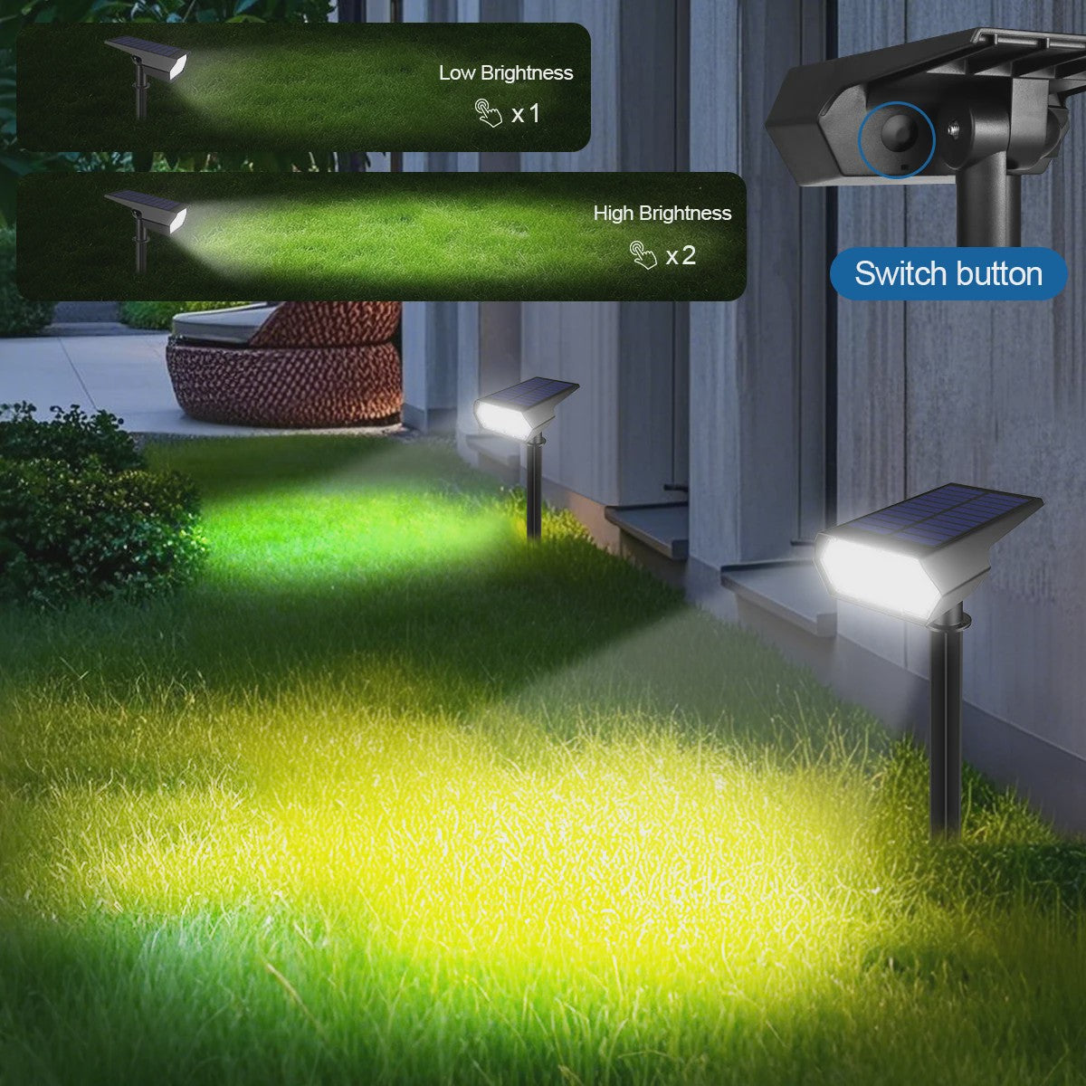 Waterdichte Solar LED Spotlight met Grondspies - Tuinverlichting