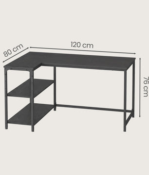 L-vormig Bureau met 3 Planken - 120 x 80 cm Hoekbureau voor Computer & Werk