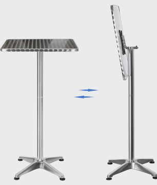 Aluminium Bistrotafel 60x60cm - In Hoogte Verstelbaar (70-110cm) - Buiten Gebruik