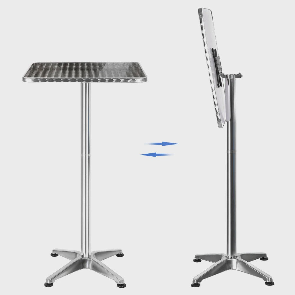 Aluminium Bistrotafel 60x60cm - In Hoogte Verstelbaar (70-110cm) - Buiten Gebruik