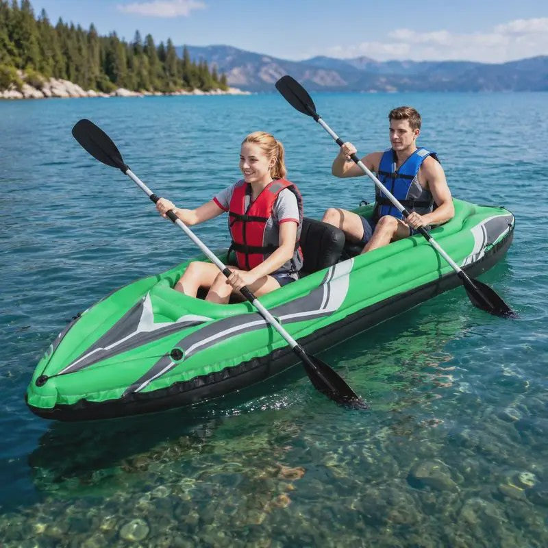 Opblaasbare Kajak voor 2 Personen - 3.5 Meter - Heavy Duty PVC met Aluminium Paddles - Groen