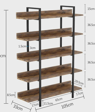 Industriële Boekenkast 5 Lagen - Stevig Staal & Hout Design