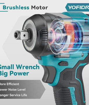 YOFIDRA Accu Klopboormachine 1200Nm Brushless - 5 Versnellingen, Draadloos, voor Makita 18V Accu