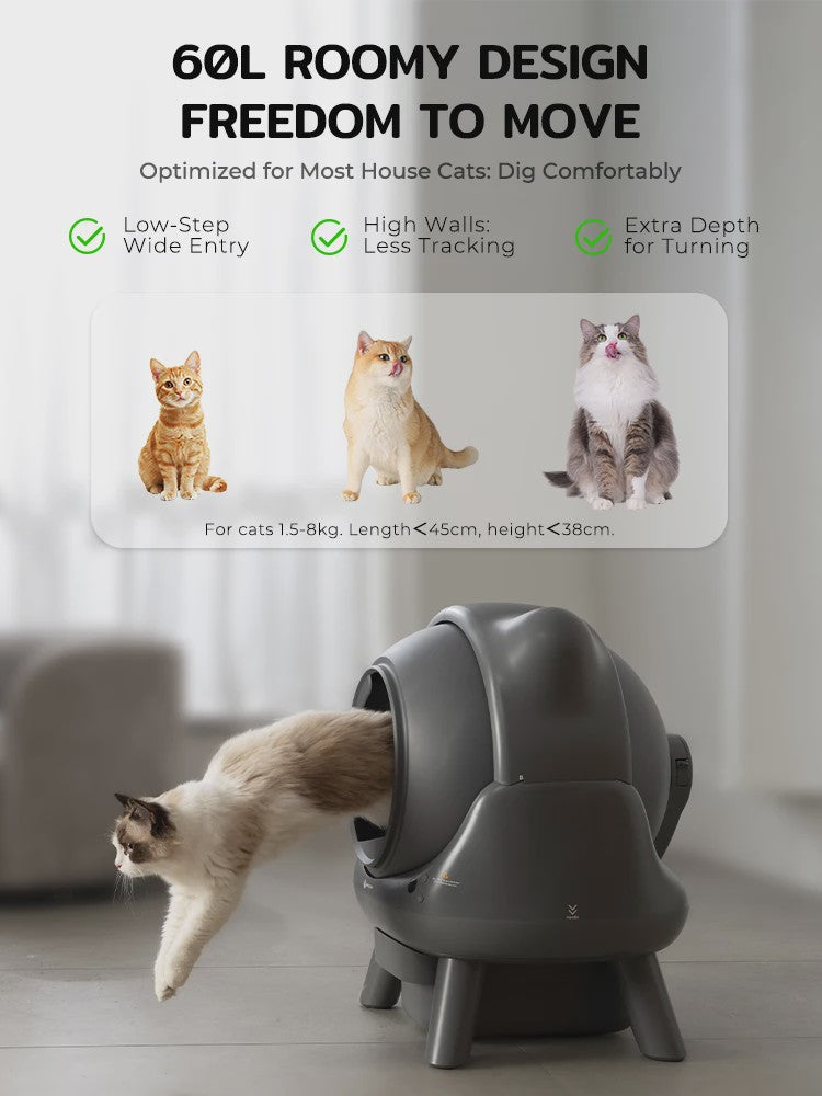 Slimme Zelfreinigende Kattenbak - App Bediening & Geurloos