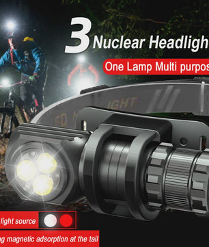 Krachtige Oplaadbare 3000LM LED Hoofdlamp - Waterdicht & Multifunctioneel voor Camping en Vissen