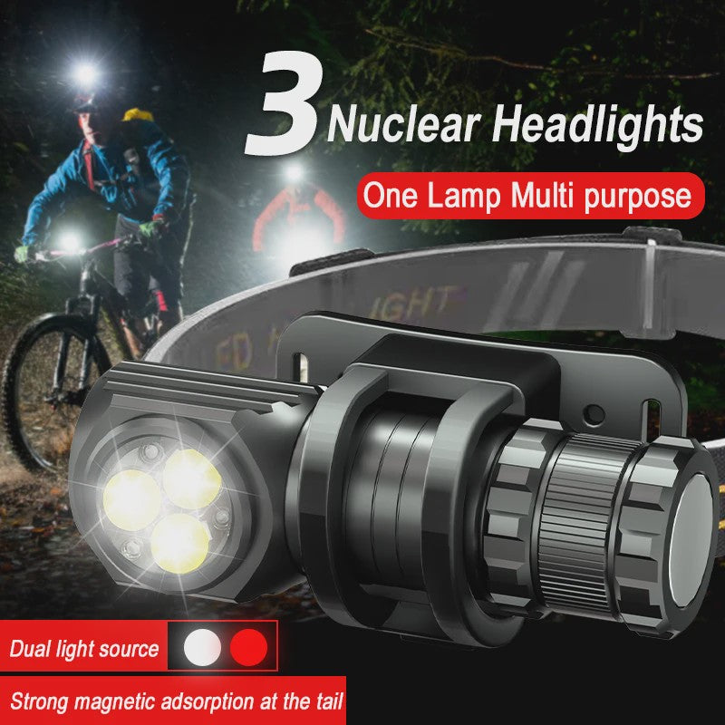 Krachtige Oplaadbare 3000LM LED Hoofdlamp - Waterdicht & Multifunctioneel voor Camping en Vissen