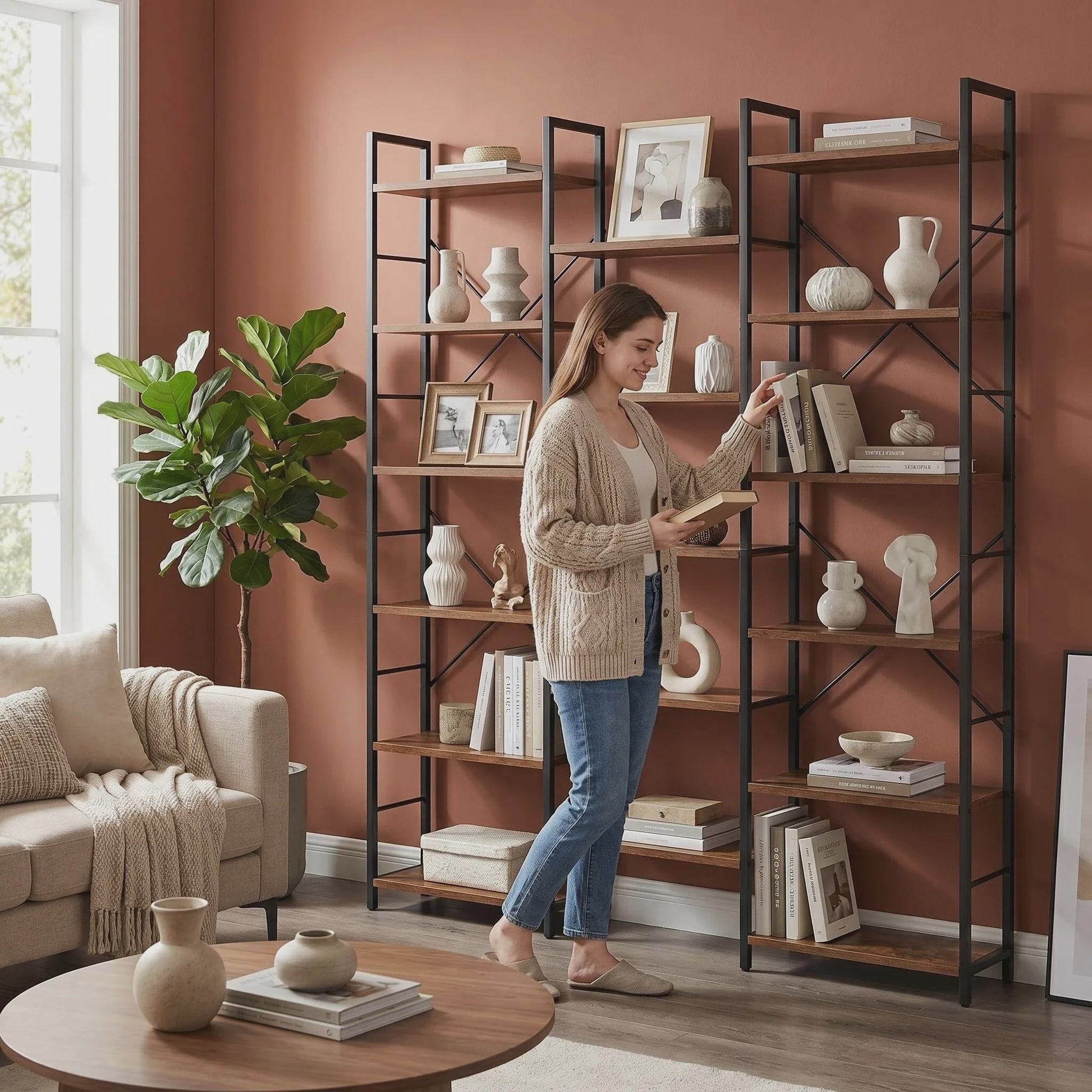 Stellingkast met 17 Vakken en Verstelbare Planken - Metaal Frame Boekenkast