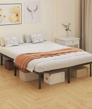 HOMCOM Bedframe 140x190 cm Zwart - Robuust, Ruimtebesparend & Makkelijk Montage