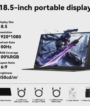 SOYO 18.5 inch Draagbare Monitor - Full HD Gaming & Kantoor Display voor Laptop, Xbox, PS5, Switch