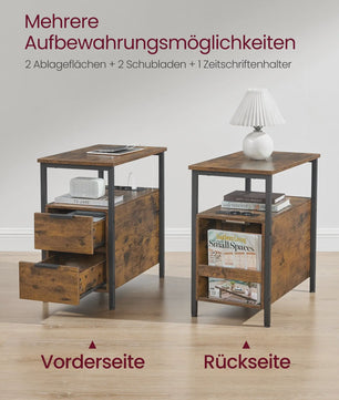 VASAGLE Nachtkastje met Ingebouwde Stopcontacten en Lade, 60x35x61 cm