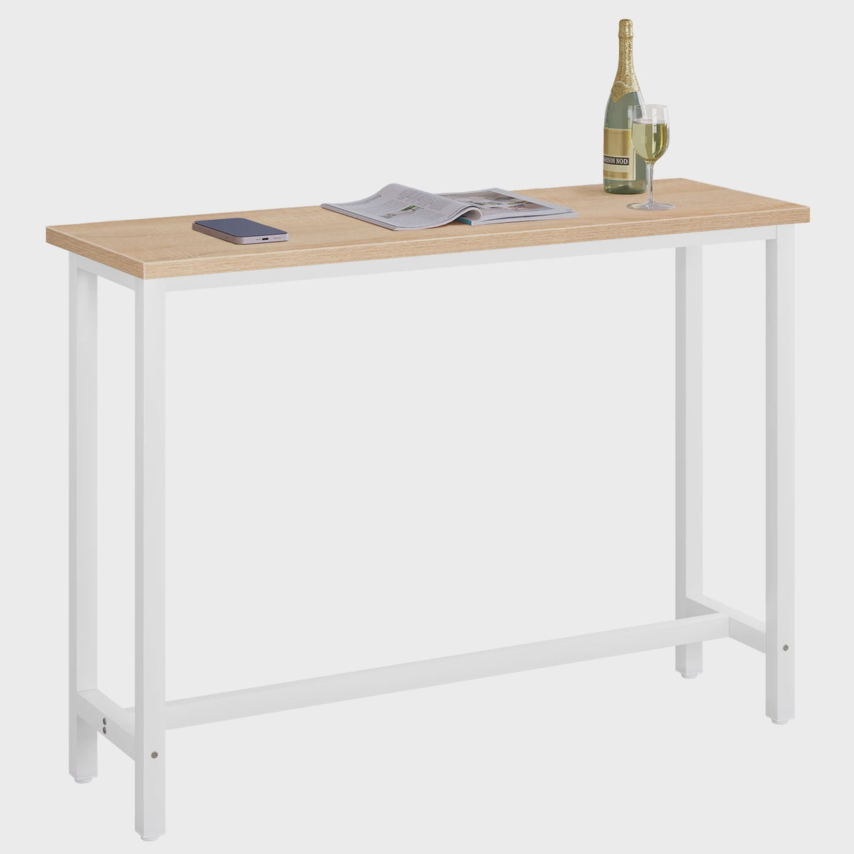 WOLTU Bartafel Keukentafel met Voetensteun - 140x40x100 cm - Wit