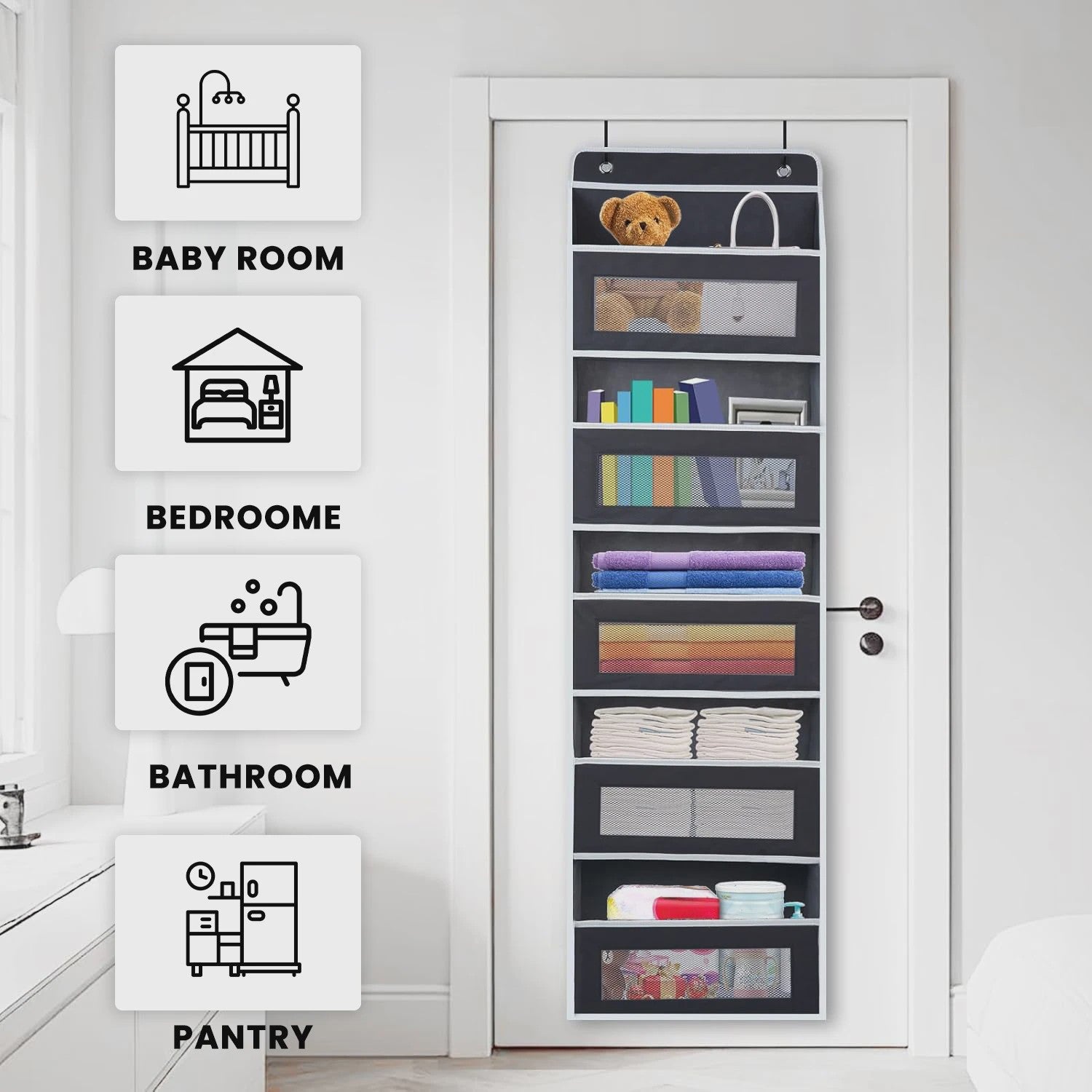Deur Organizer met 5 Vakken - Hangende Opbergoplossing voor Babykamer, Badkamer, Slaapkamer