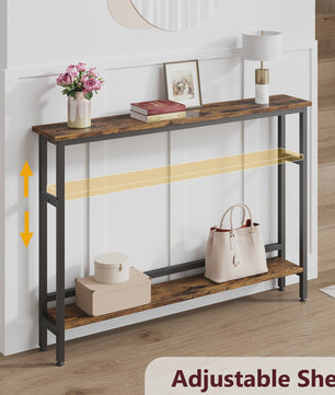 Moderne Smalle Console Tafel met Verstelbare Plank - 100x15cm