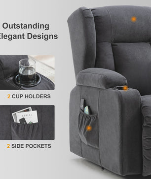 Elektrische Relaxfauteuil met Sta-Op Functie, Massage en Stoffen Bekleding