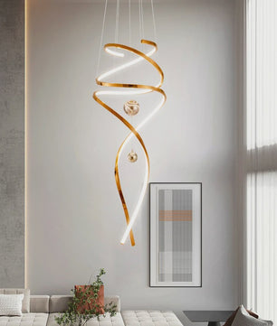 Moderne LED Plafondlamp Spiraal Design - Goudkleurig - Hanglamp voor Woonkamer & Eetkamer