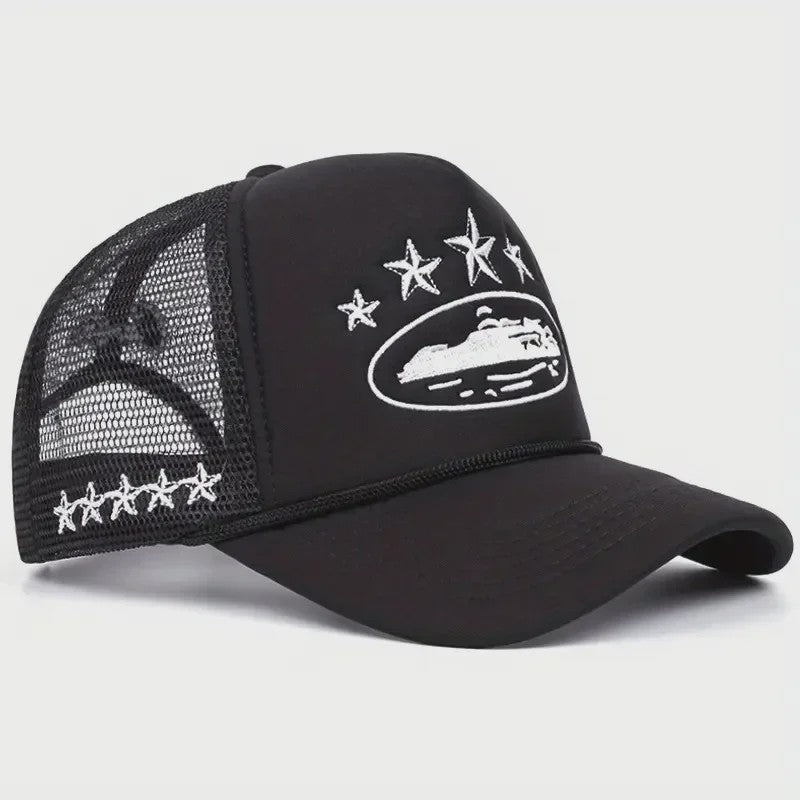 Unisex Trucker Cap met Mesh Achterkant en Unieke Print - Streetwear Stijl
