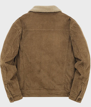 Herfst/Winter Corduroy Heren Jas - Warm & Casual Winddicht met Sherpa Voering