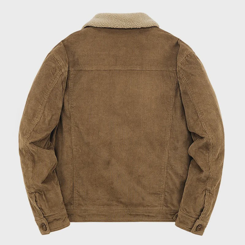 Herfst/Winter Corduroy Heren Jas - Warm & Casual Winddicht met Sherpa Voering