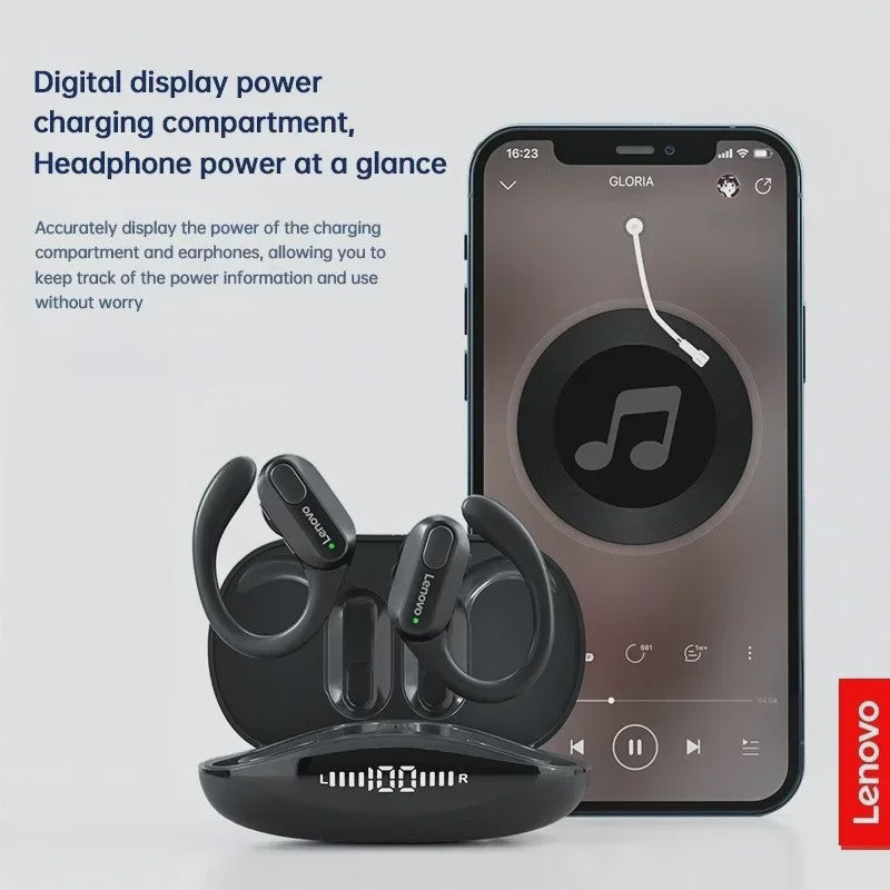 Lenovo XT80 Draadloze Oordopjes met Oorhaken - Bluetooth 5.4, Ruisonderdrukking, Waterdicht