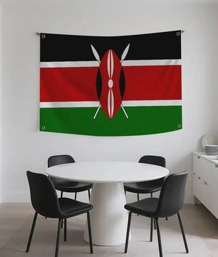 Kenya Vlag Banner - Duurzaam Polyester met 4 Ophangogen - Decoratie voor Binnen & Buiten