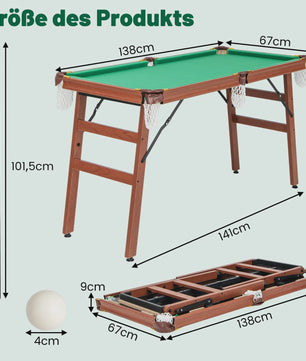 Opvouwbare Poolbiljart Tafel - Compleet met Keus, Ballen en Accessoires