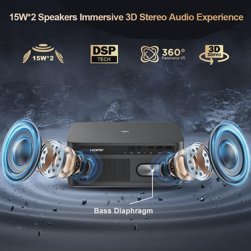 ThundeaL TD98Pro: 3000 ANSI Full HD 1080P 4K Smart Android WiFi Projector met Auto Focus & 3D Home Theater