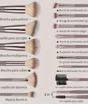 Professionele Make-up Kwasten Set (20 Stuks) - Foundation, Oogschaduw & Meer