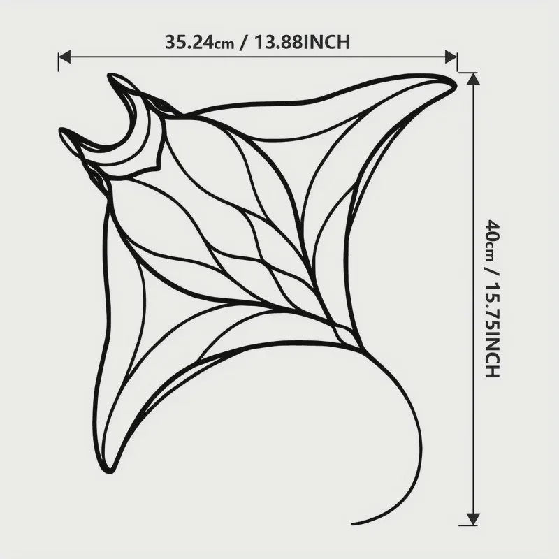 Unieke Metalen Wanddecoratie Manta Ray - Luxe Vis Hangend Ornament voor Huis & Kantoor