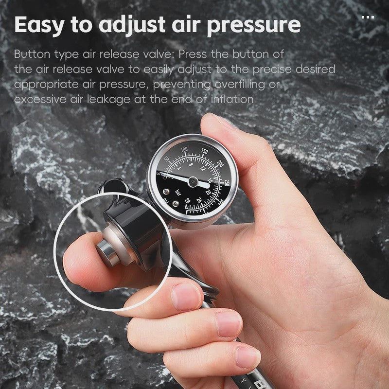 WEST BIKING Hoge Druk Fiets Pomp 300/400PSI met Manometer - Draagbaar voor Voorvork