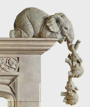 Schattige Olifanten Familie Figuur - 3-delige Resin Decoratie voor Aan de Rand