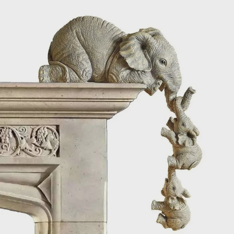 Schattige Olifanten Familie Figuur - 3-delige Resin Decoratie voor Aan de Rand
