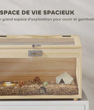 PawHut Houten Hamsterkooi met Acryl Venster - 55x35x35 cm