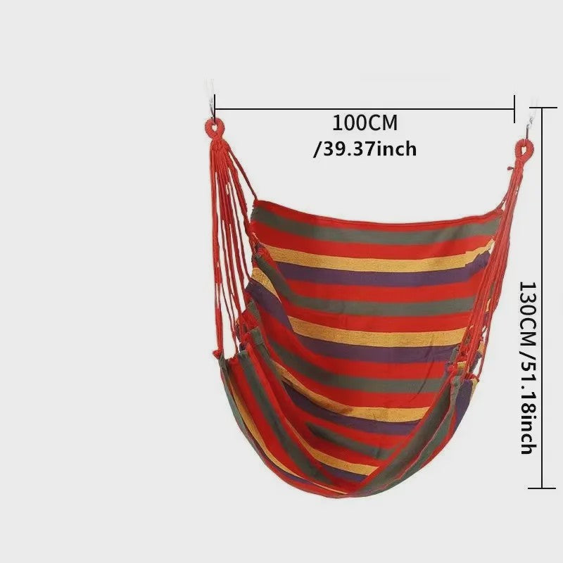 Gestreepte Canvas Hangmat Stoel - Draagbaar en Comfortabel voor Buiten